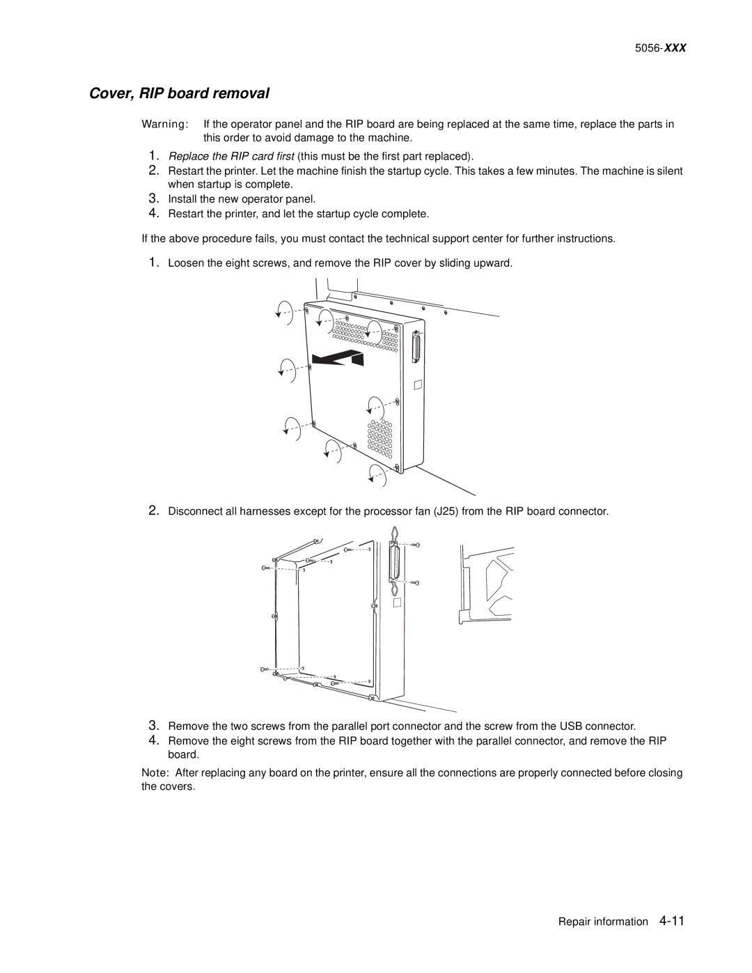 Lexmark 5056 warranty Cover, RIP board removal 