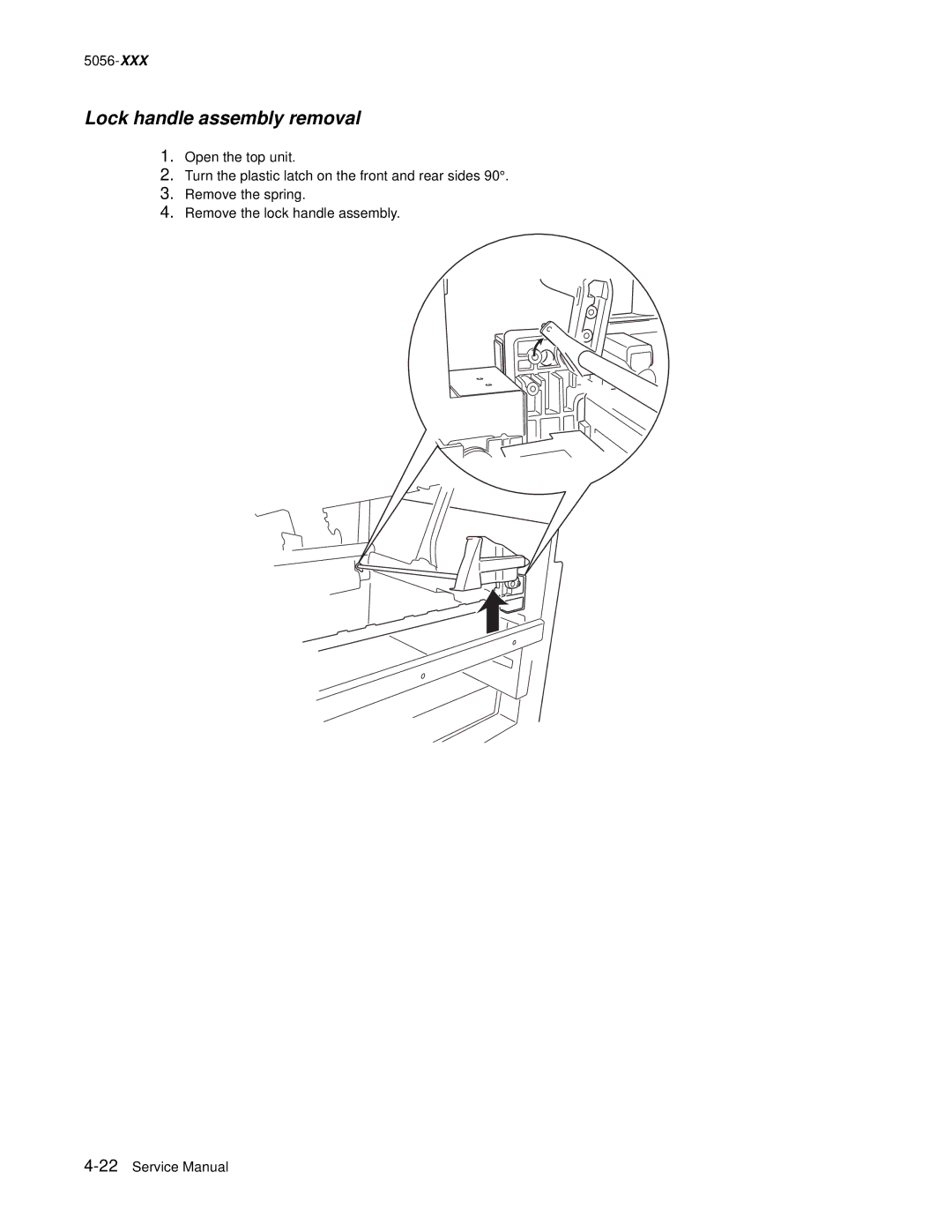 Lexmark 5056 warranty Lock handle assembly removal 