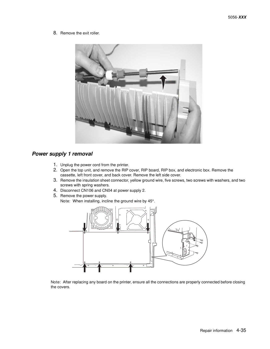 Lexmark 5056 warranty Power supply 1 removal 