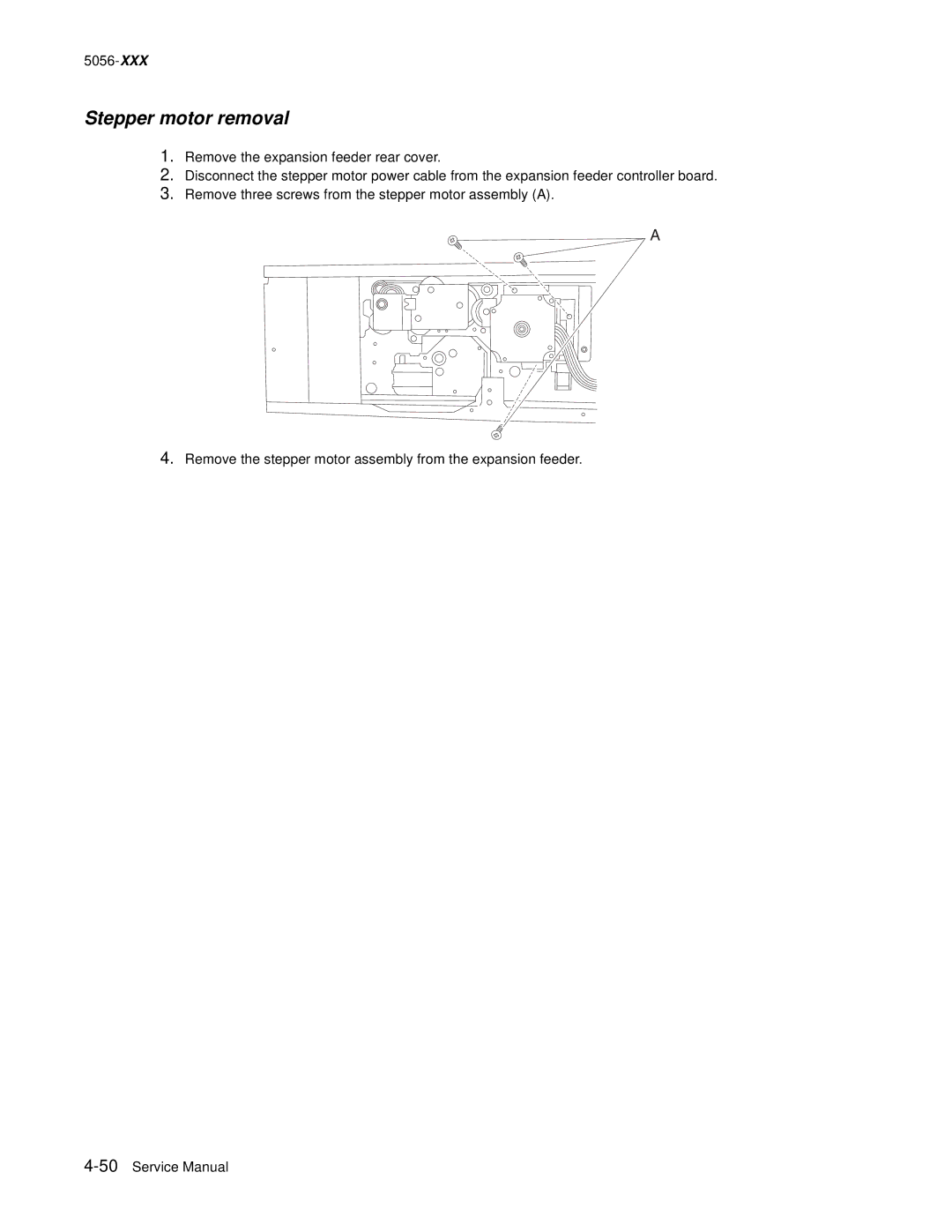 Lexmark 5056 warranty Stepper motor removal 