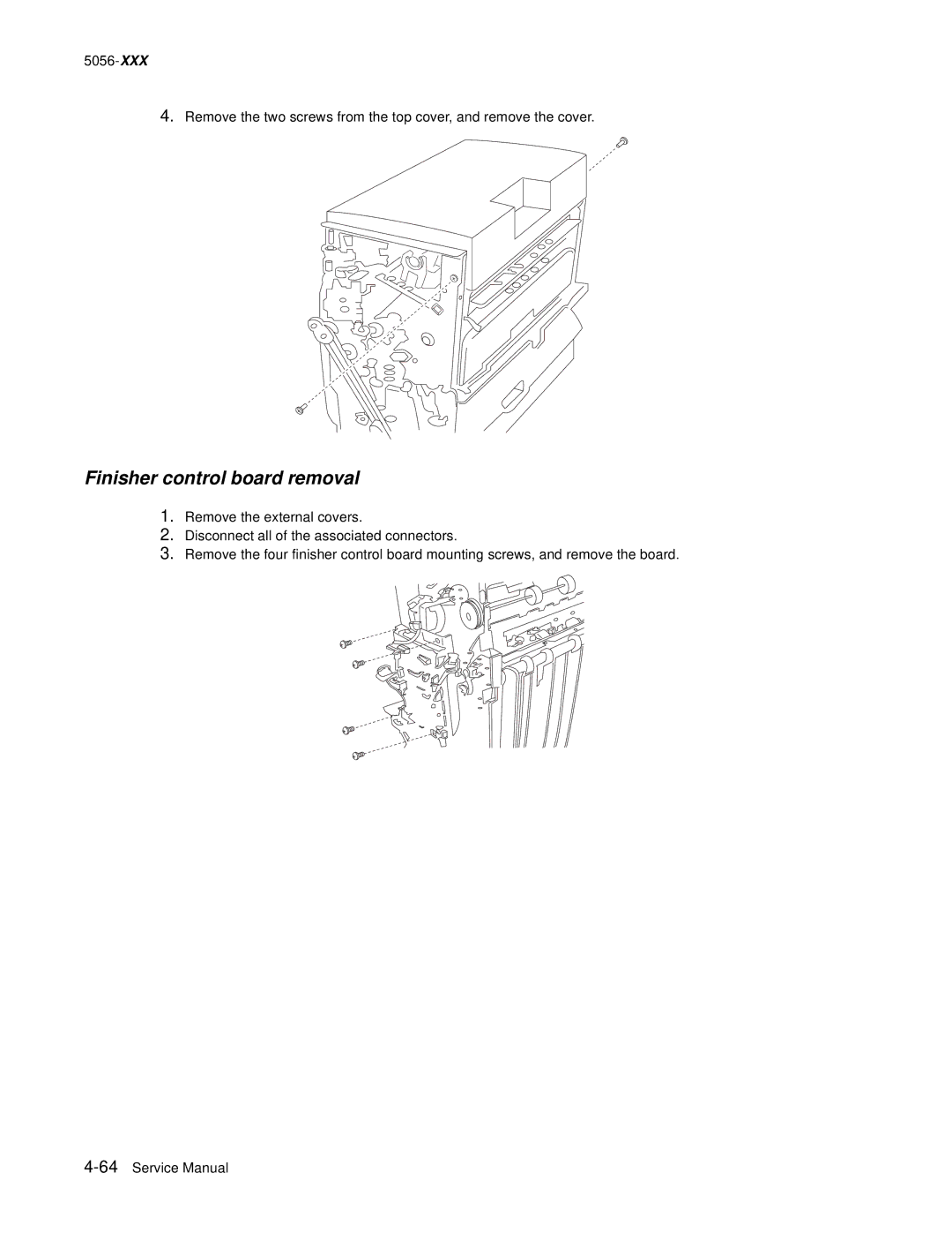 Lexmark 5056 warranty Finisher control board removal 