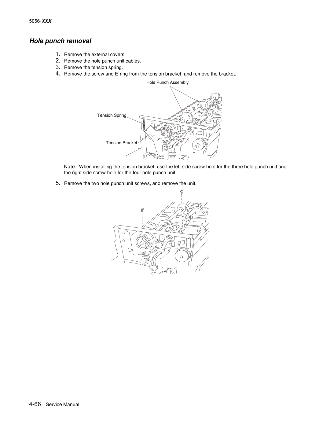 Lexmark 5056 warranty Hole punch removal 