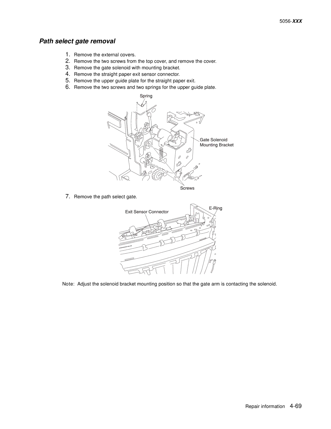 Lexmark 5056 warranty Path select gate removal 