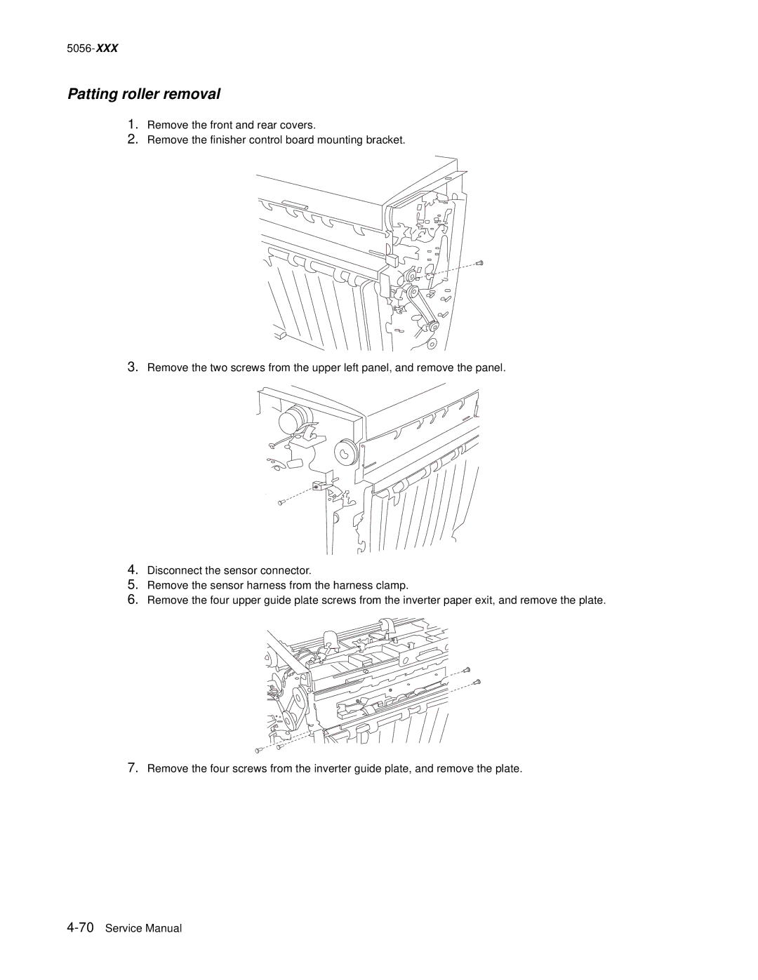 Lexmark 5056 warranty Patting roller removal 