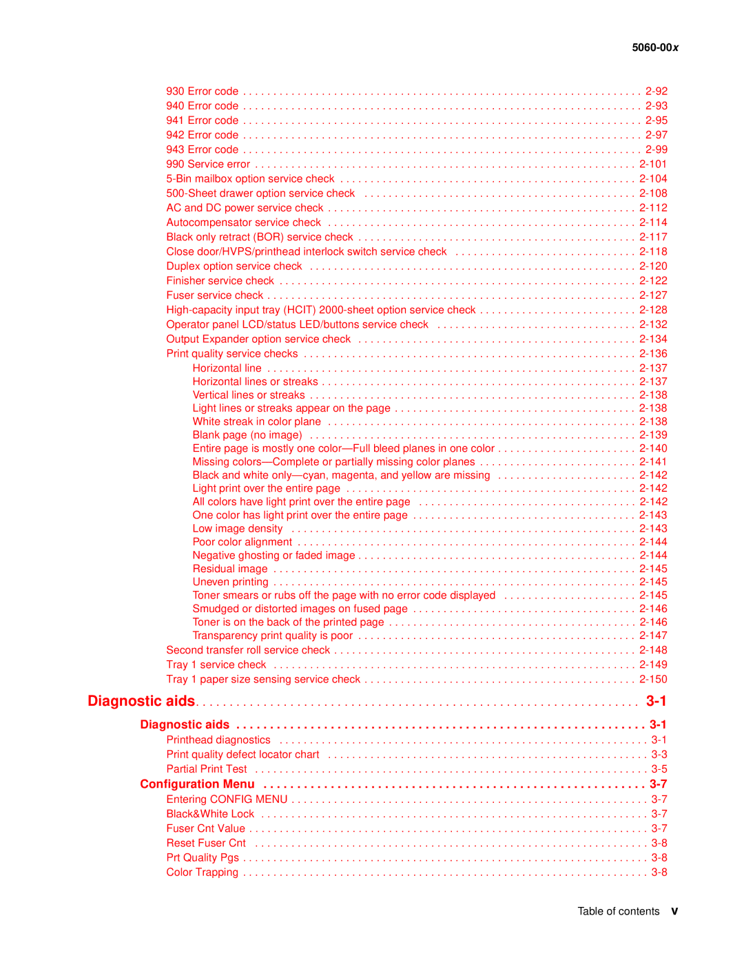 Lexmark 5060-00X manual Diagnostic aids, Configuration Menu 