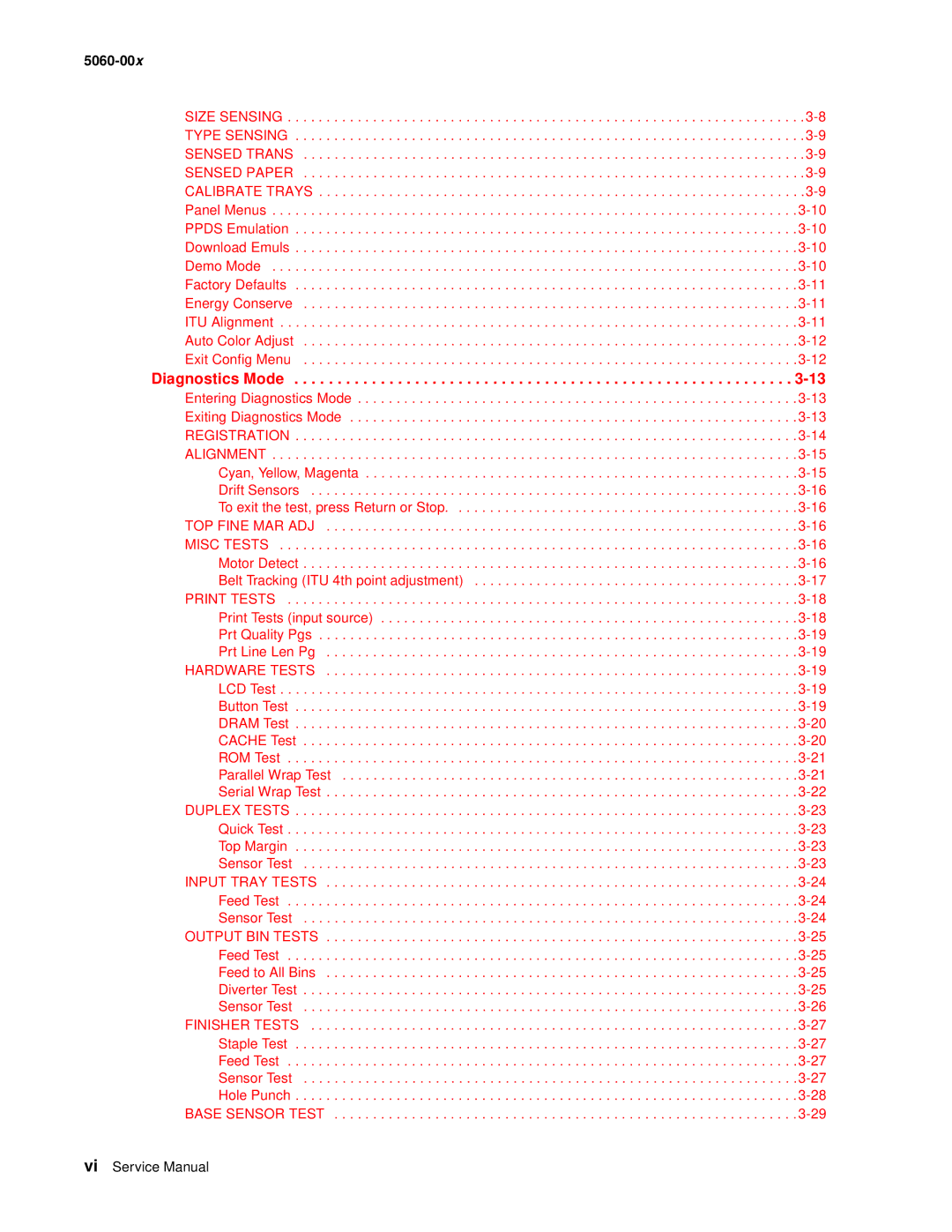 Lexmark 5060-00X manual Diagnostics Mode 