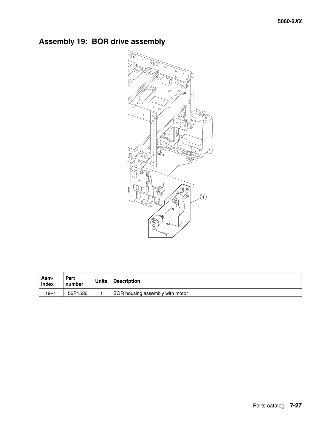 Lexmark 5060-2XX manual Assembly 19 BOR drive assembly 