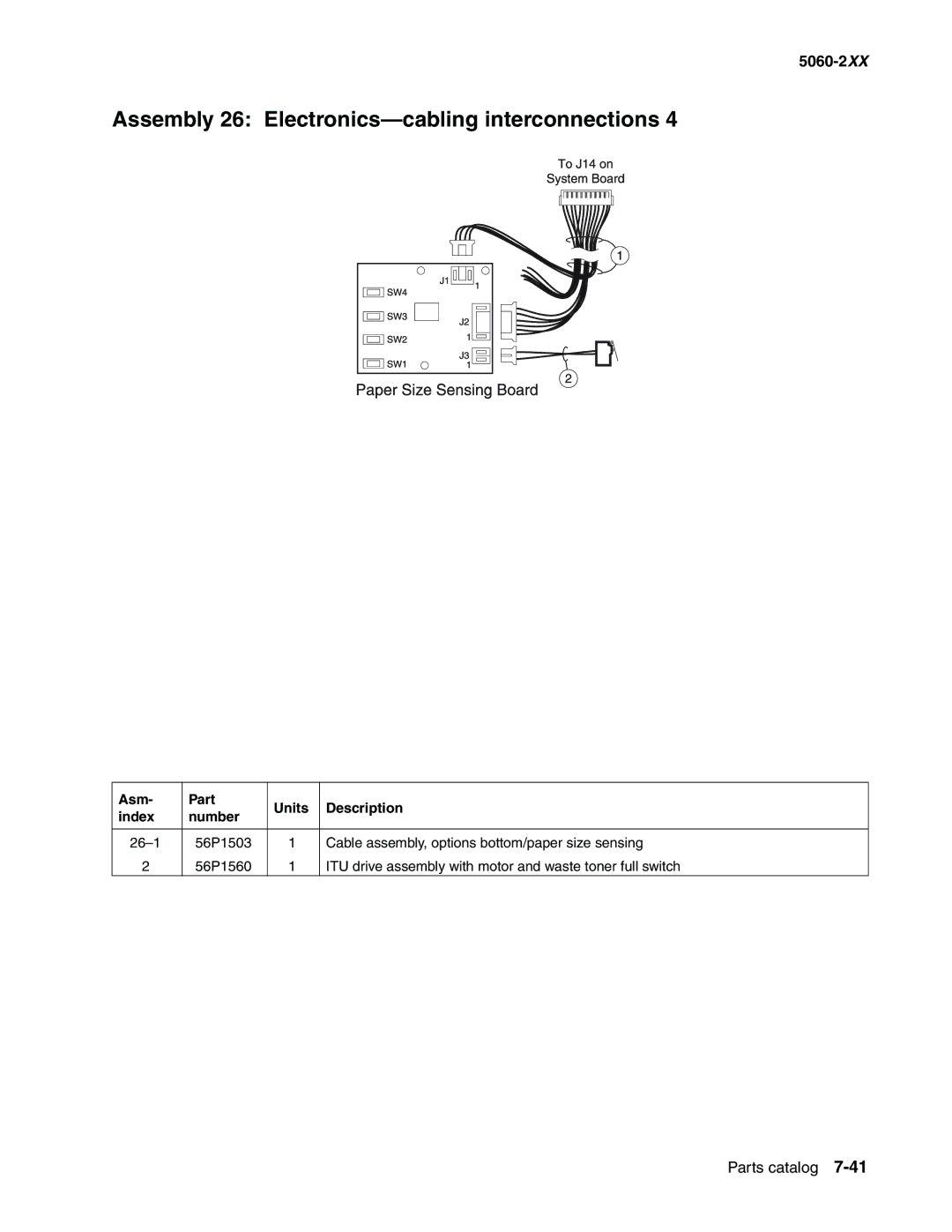 Lexmark 5060-2XX manual Assembly 26 Electronics-cabling interconnections 