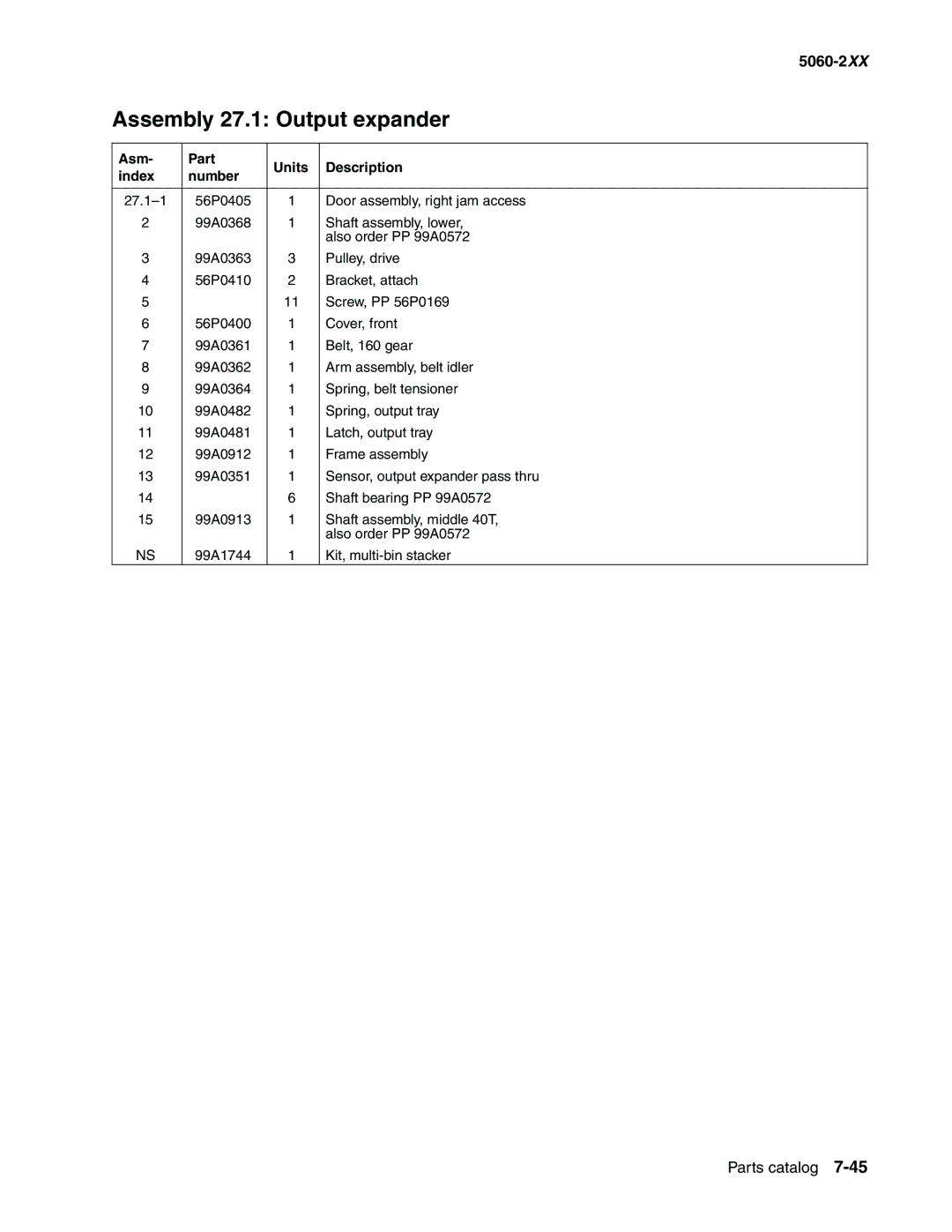 Lexmark 5060-2XX manual 27.1-1 