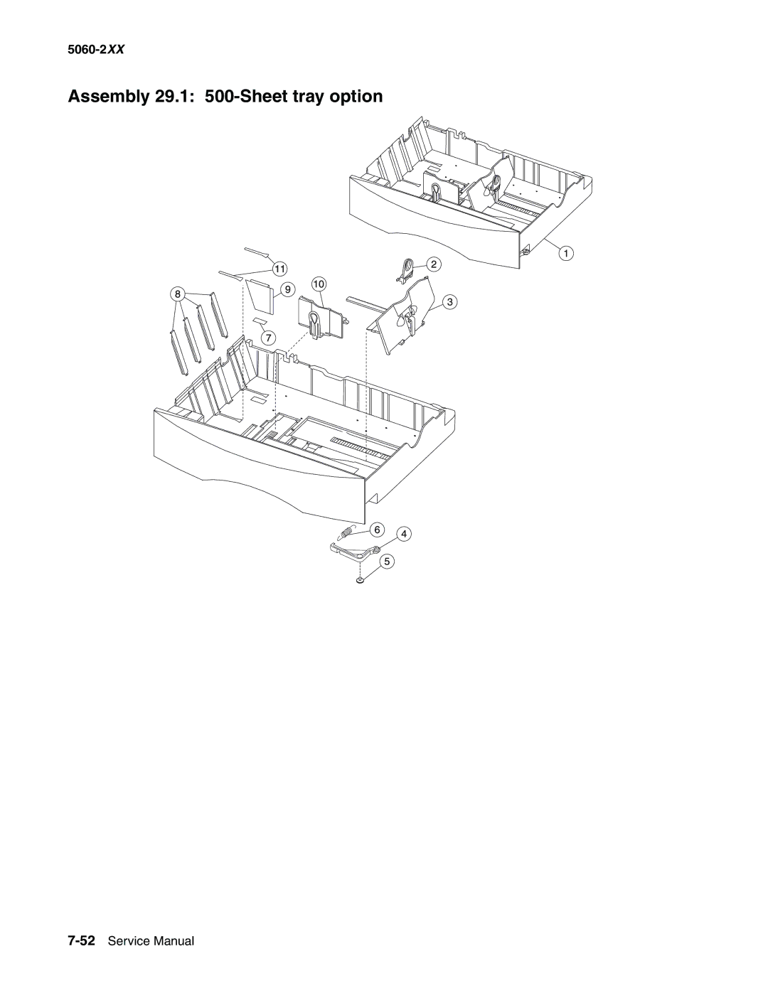 Lexmark 5060-2XX manual Assembly 29.1 500-Sheet tray option 