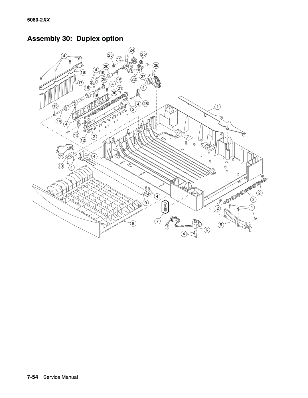 Lexmark 5060-2XX manual Assembly 30 Duplex option 