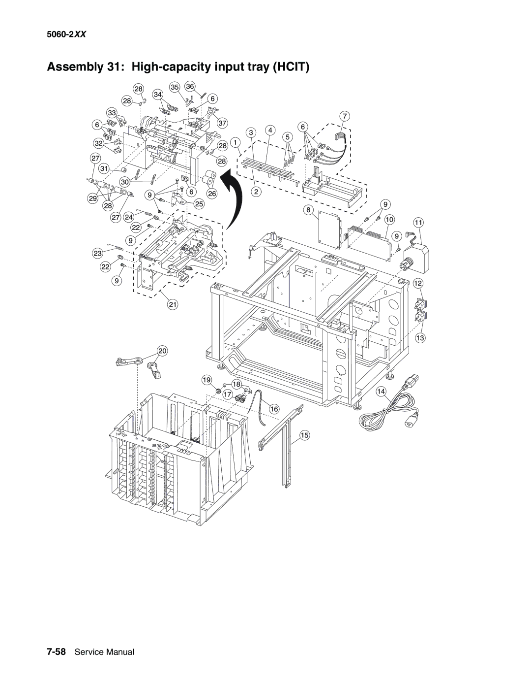 Lexmark 5060-2XX manual Assembly 31 High-capacity input tray Hcit 