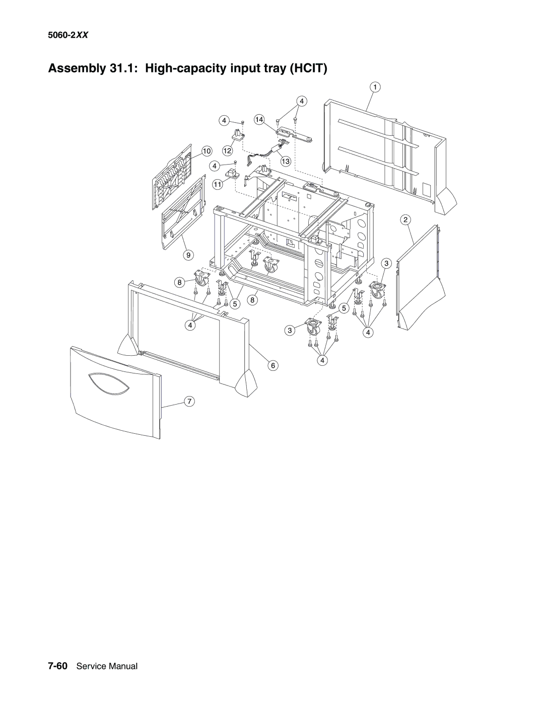 Lexmark 5060-2XX manual Assembly 31.1 High-capacity input tray Hcit 