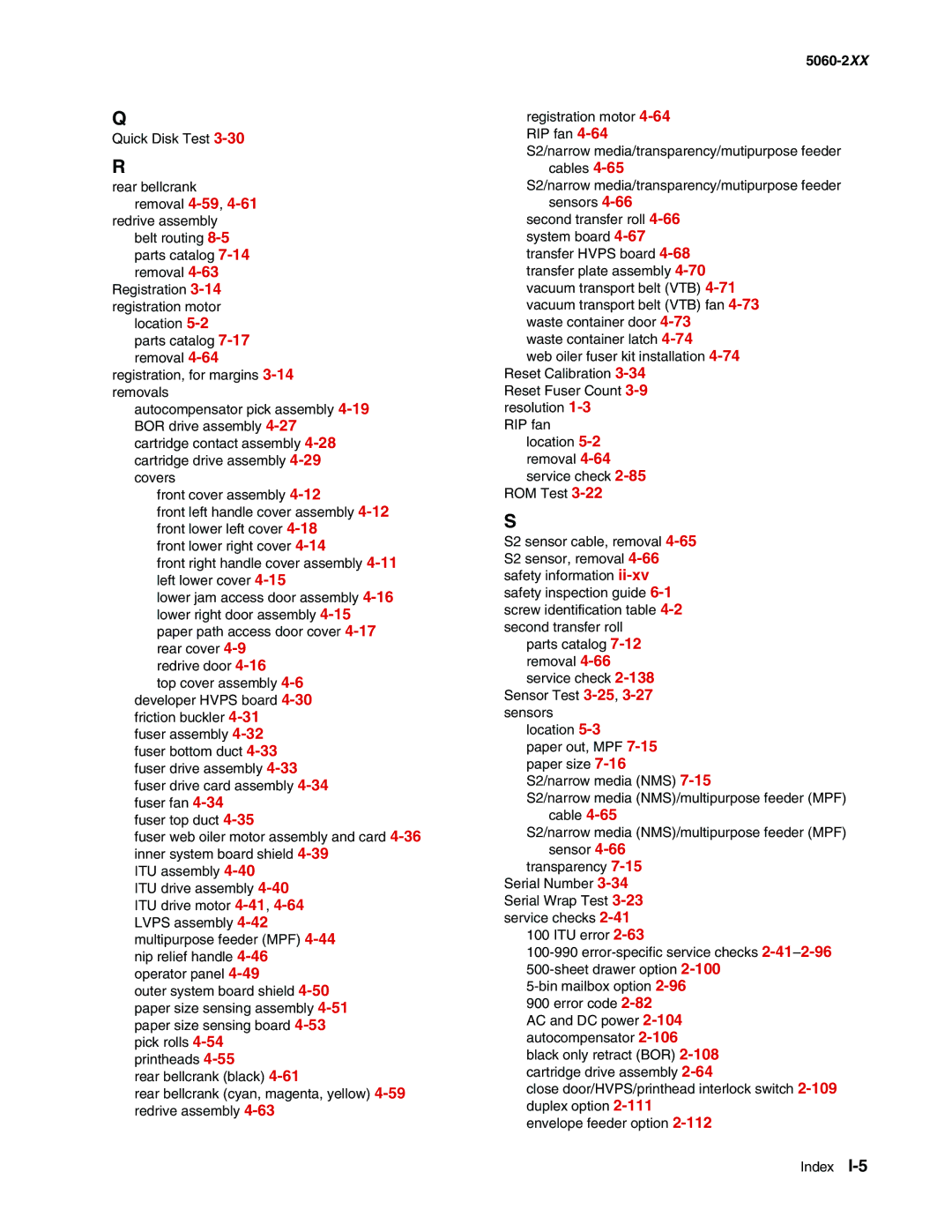 Lexmark 5060-2XX manual Registration 3-14registration motor location 