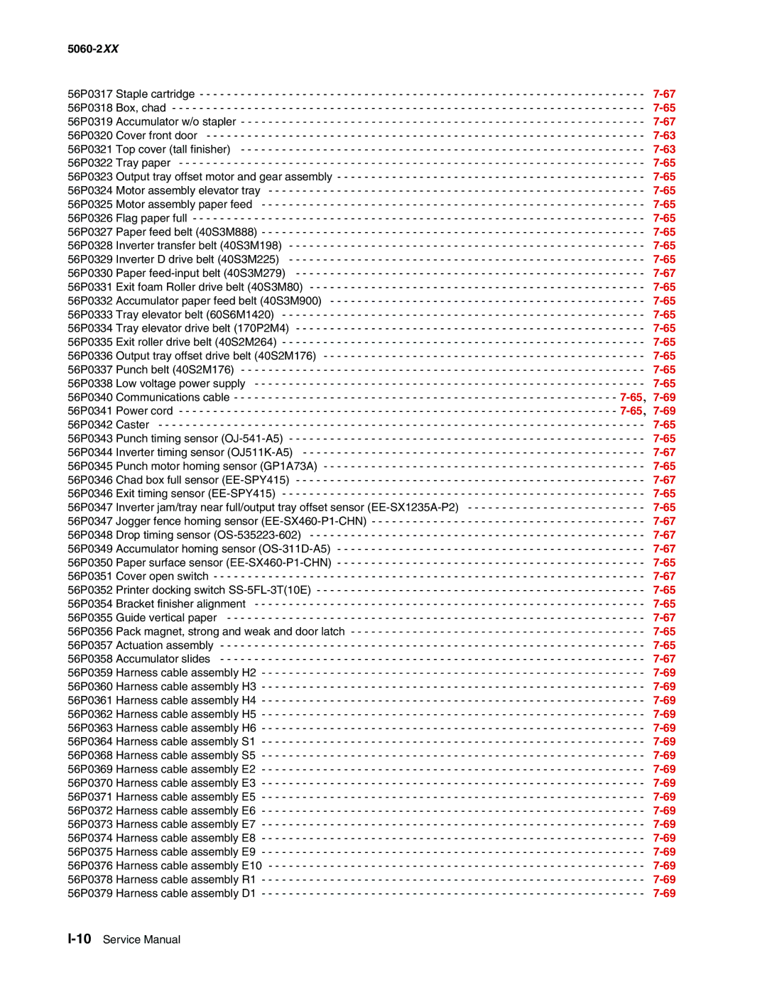 Lexmark 5060-2XX manual 65,7-69 