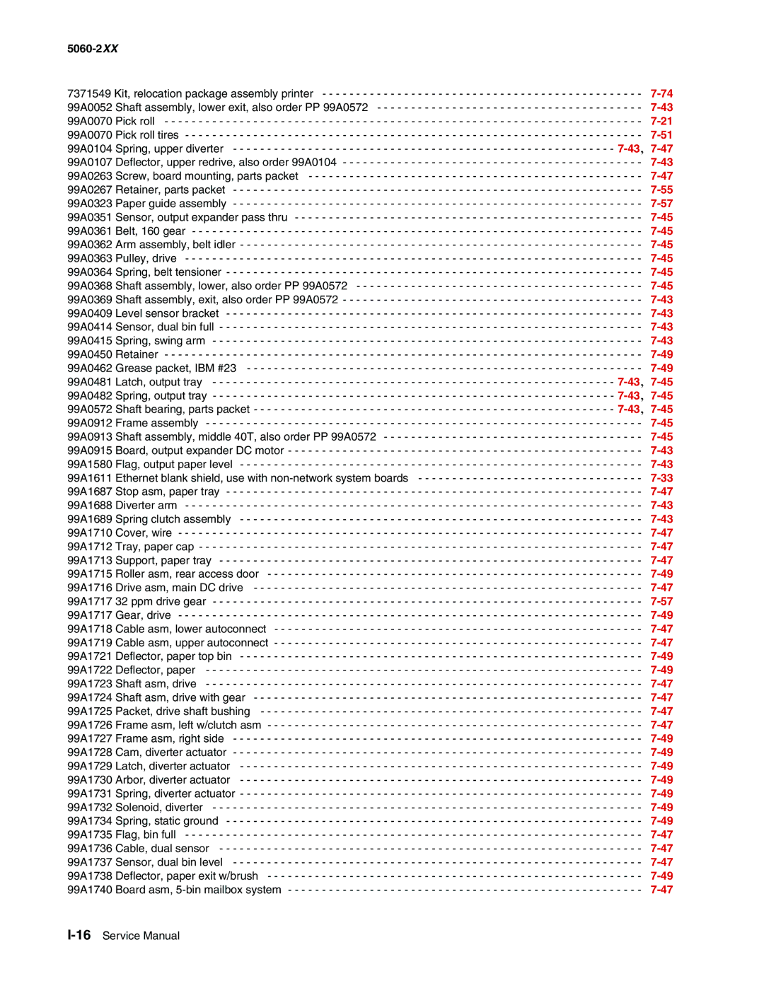 Lexmark 5060-2XX manual 43,7-45 