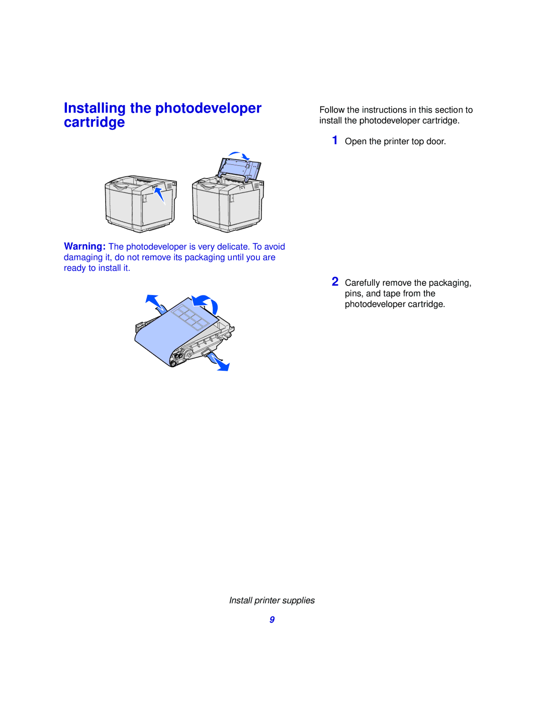 Lexmark 510 setup guide Installing the photodeveloper cartridge 