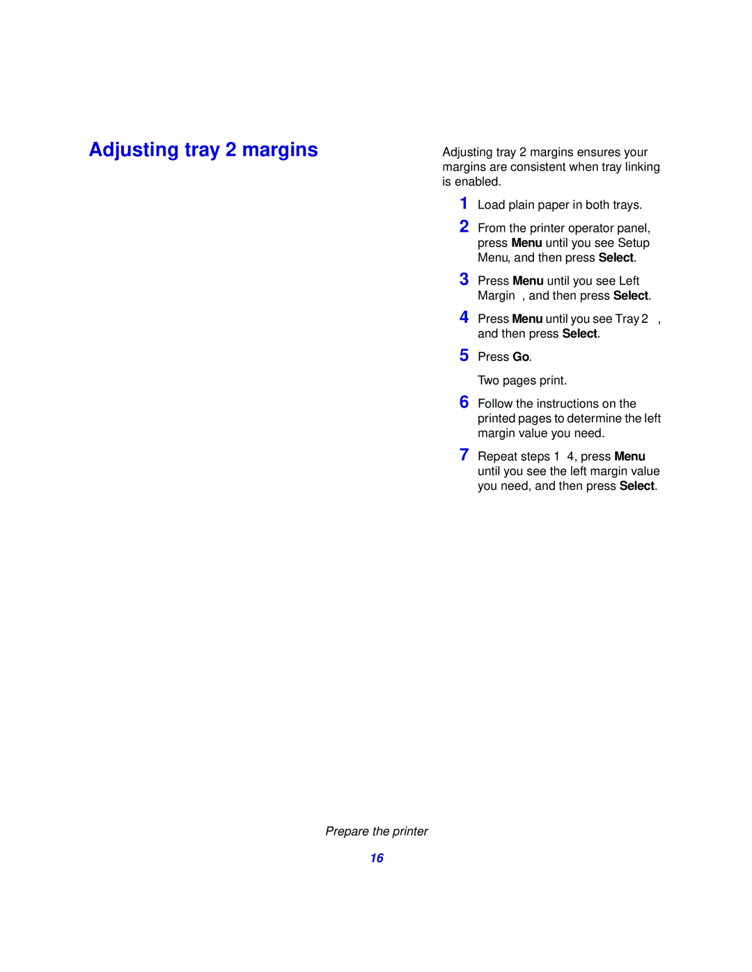 Lexmark 510 setup guide Adjusting tray 2 margins 