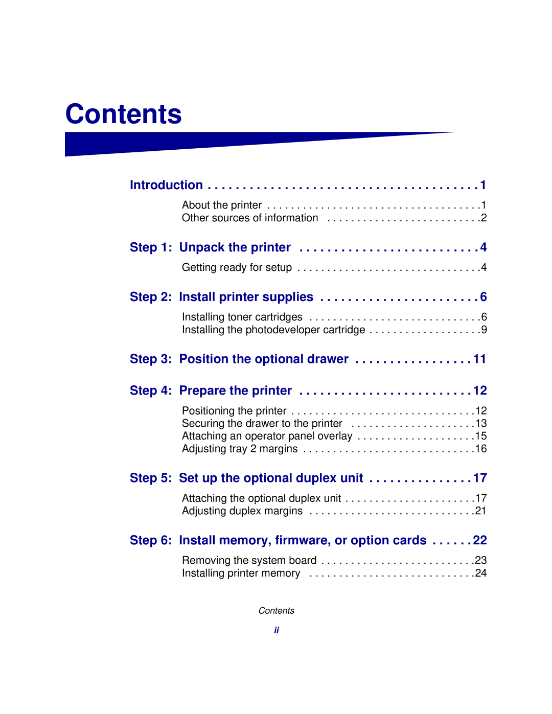 Lexmark 510 setup guide Contents 