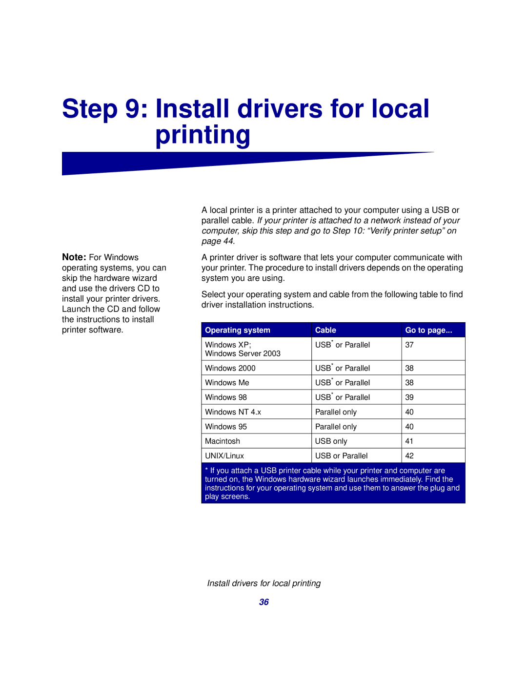 Lexmark 510 setup guide Install drivers for local printing 