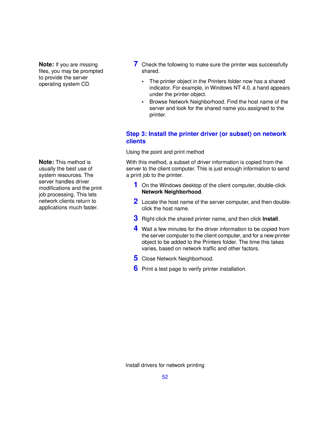 Lexmark 510 setup guide Install the printer driver or subset on network clients, Using the point and print method 