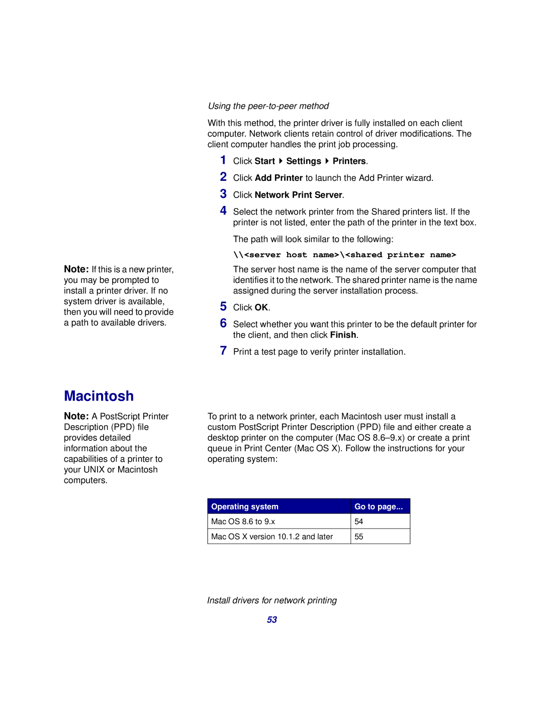 Lexmark 510 setup guide Using the peer-to-peer method, Click Start Settings Printers, Click Network Print Server 