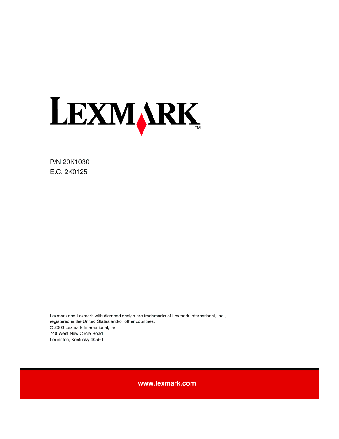 Lexmark 510 setup guide 20K1030 K0125 