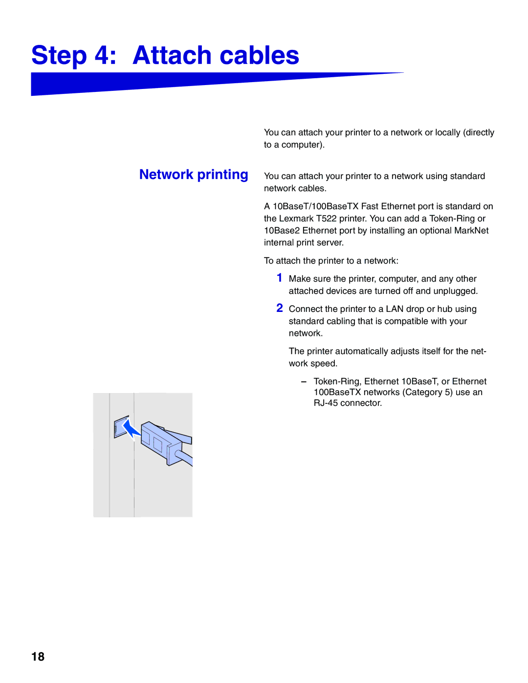 Lexmark 522 setup guide Attach cables 