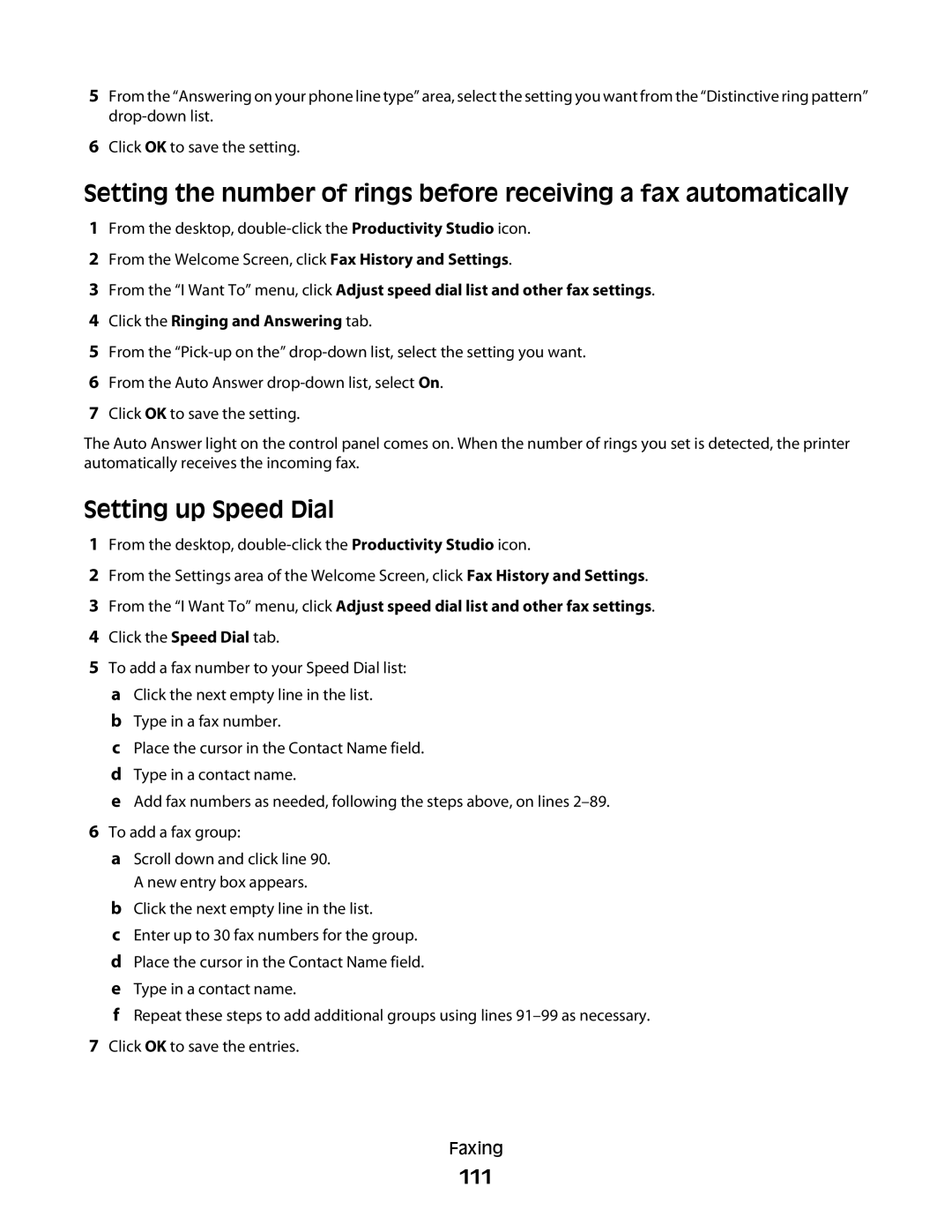 Lexmark 5300 Series manual Setting up Speed Dial, 111 