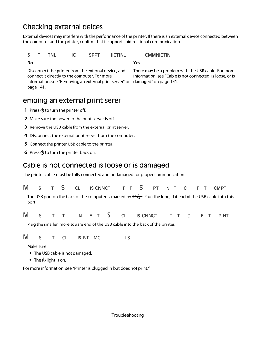 Lexmark 5300 Series manual Checking external devices, Removing an external print server, 141 