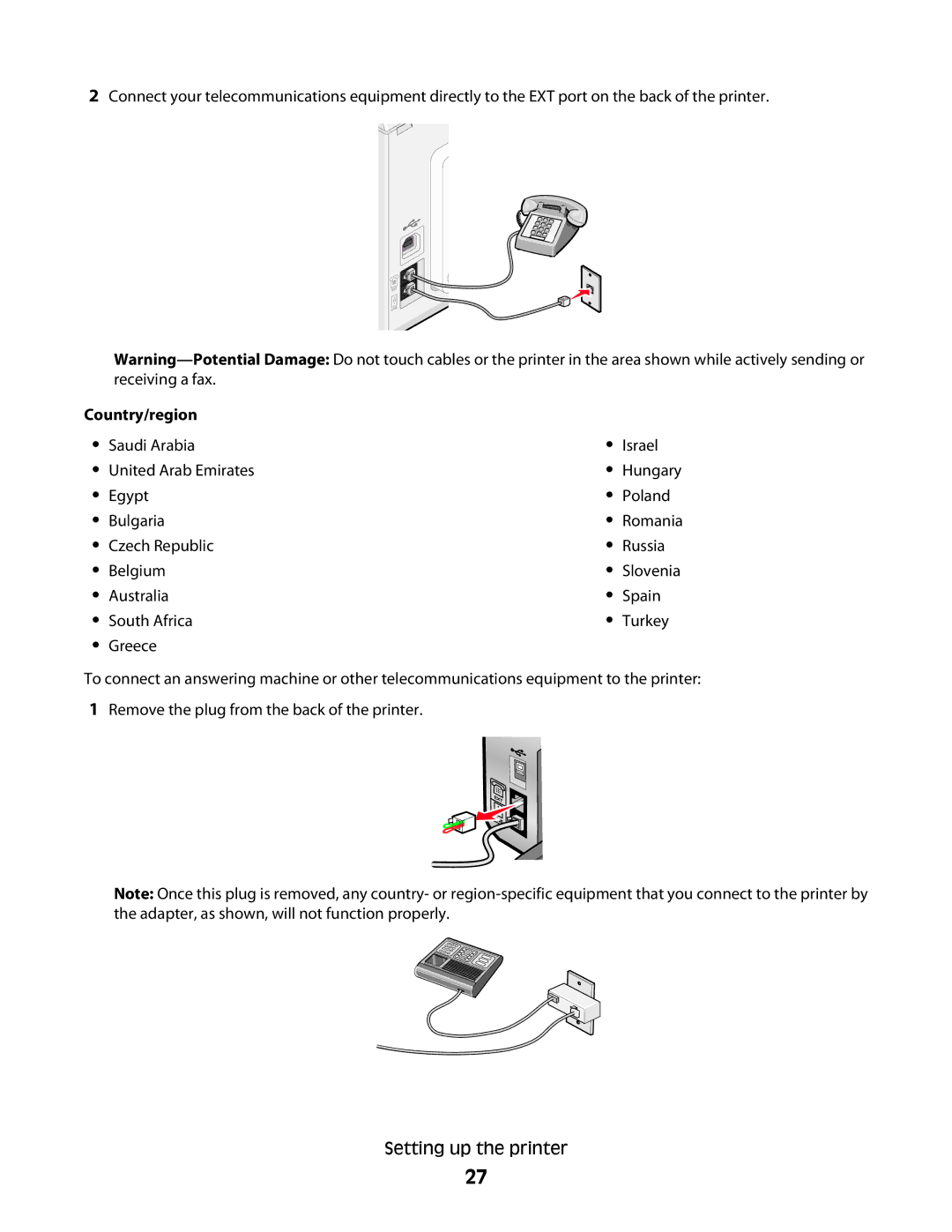 Lexmark 5300 Series manual Country/region Saudi Arabia Israel United Arab Emirates, Egypt Poland Bulgaria 