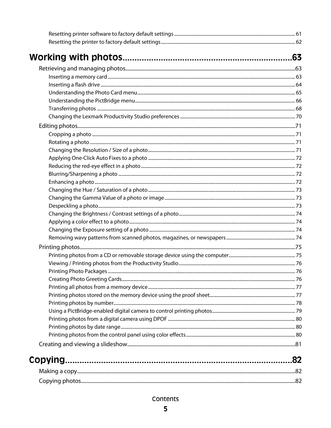 Lexmark 5300 Series manual Working with photos, Copying 