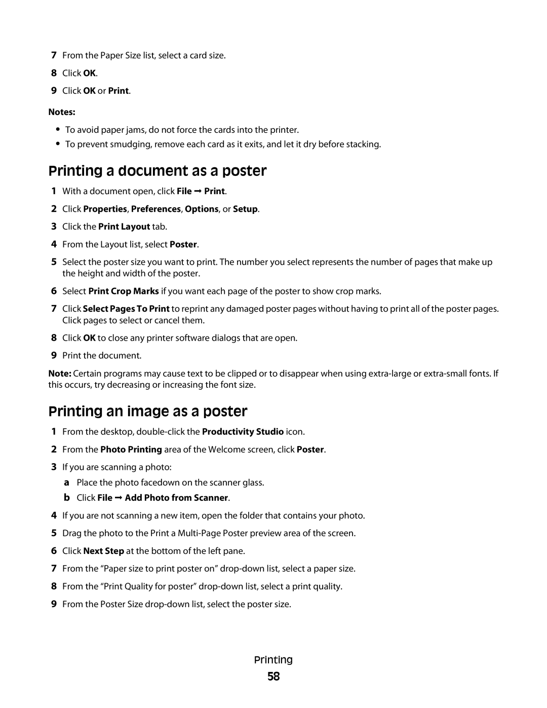 Lexmark 5300 Series Printing a document as a poster, Printing an image as a poster, Click File Œ Add Photo from Scanner 