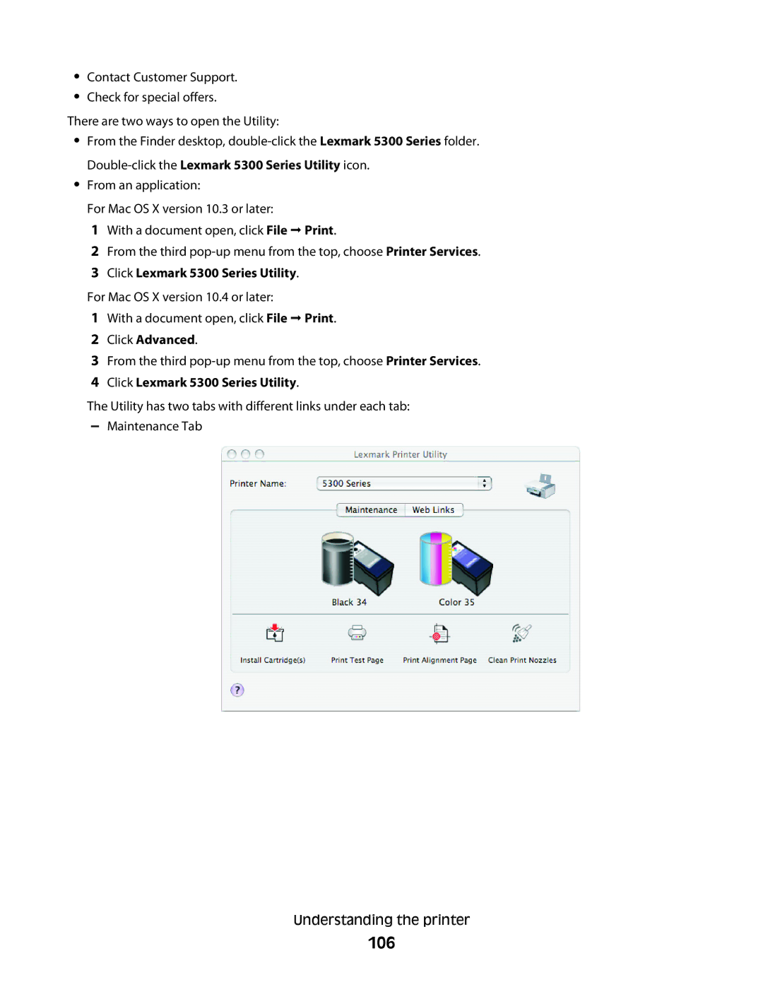 Lexmark 5300 manual 106, Click Advanced 