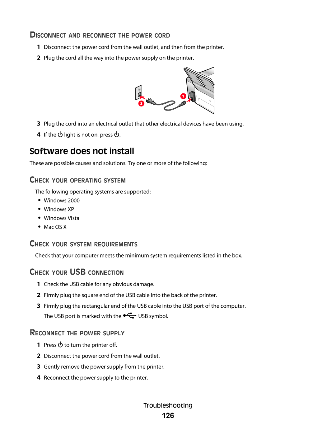 Lexmark 5300 manual Software does not install, 126 