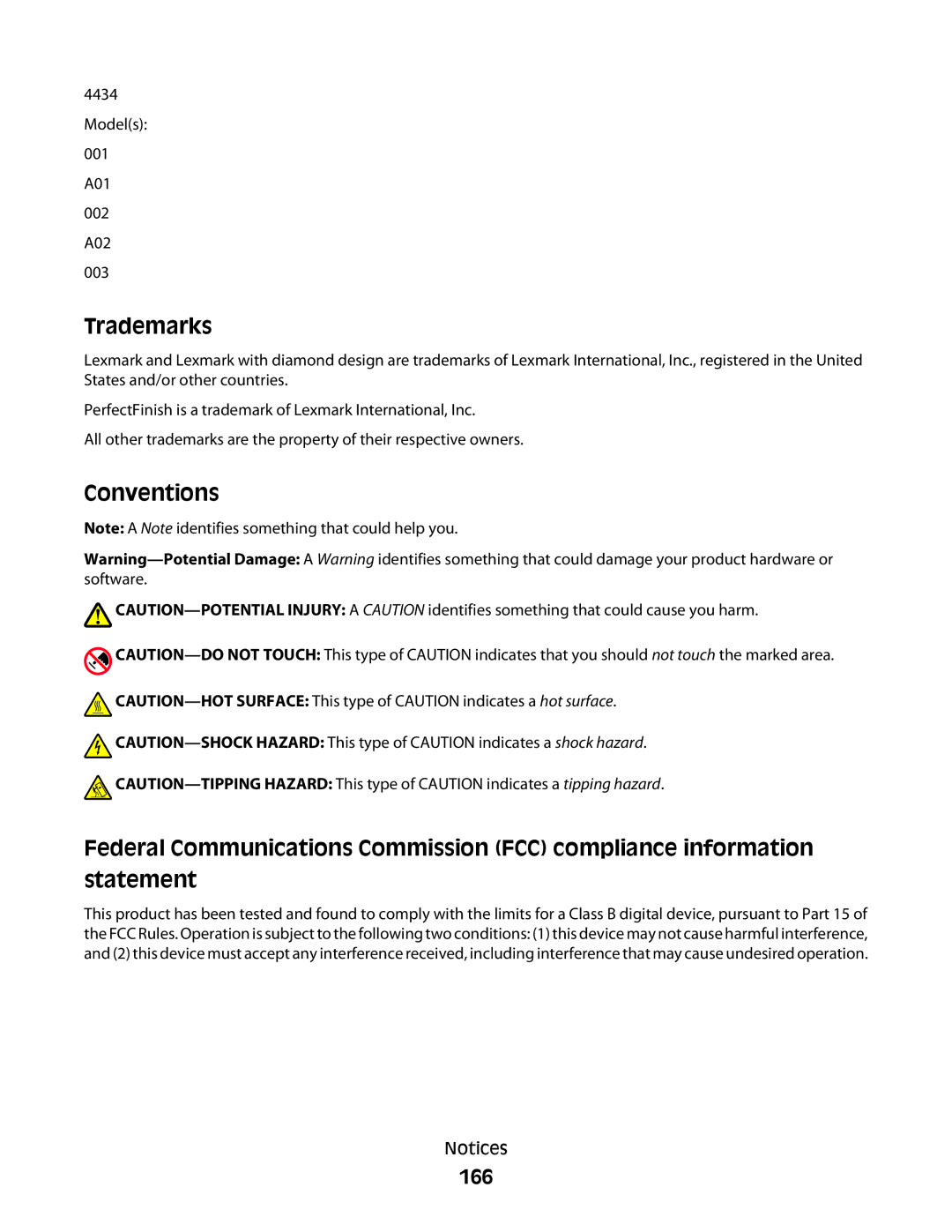 Lexmark 5300 manual Trademarks, 166 