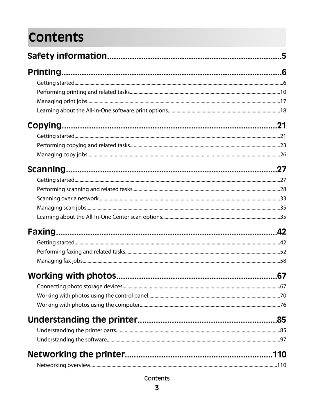 Lexmark 5300 manual Contents 