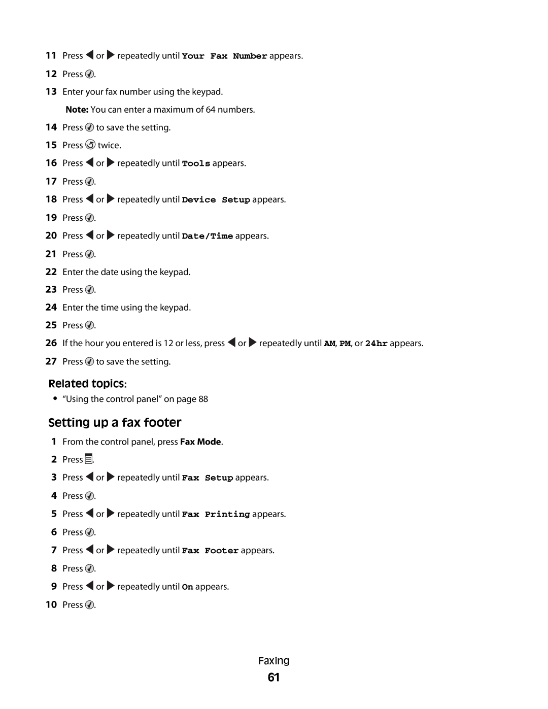 Lexmark 5300 manual Setting up a fax footer 