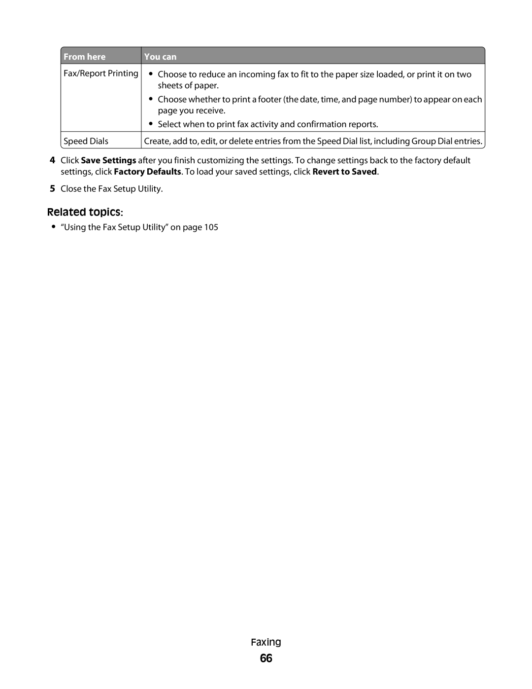 Lexmark 5300 manual Fax/Report Printing Speed Dials 