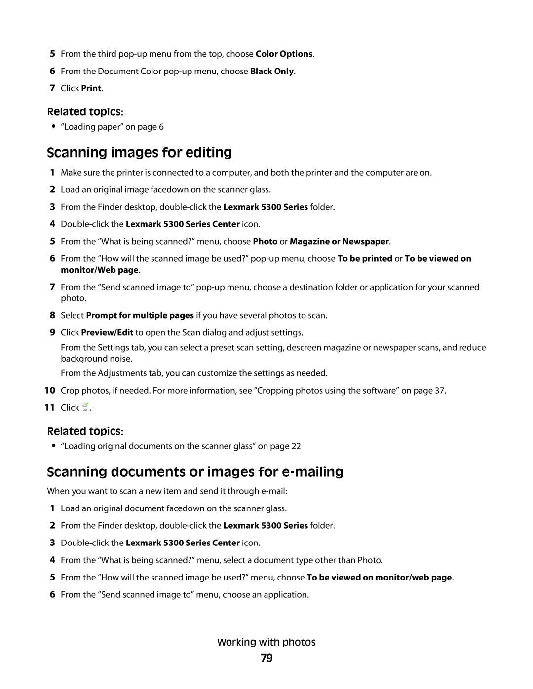 Lexmark 5300 manual Scanning images for editing 