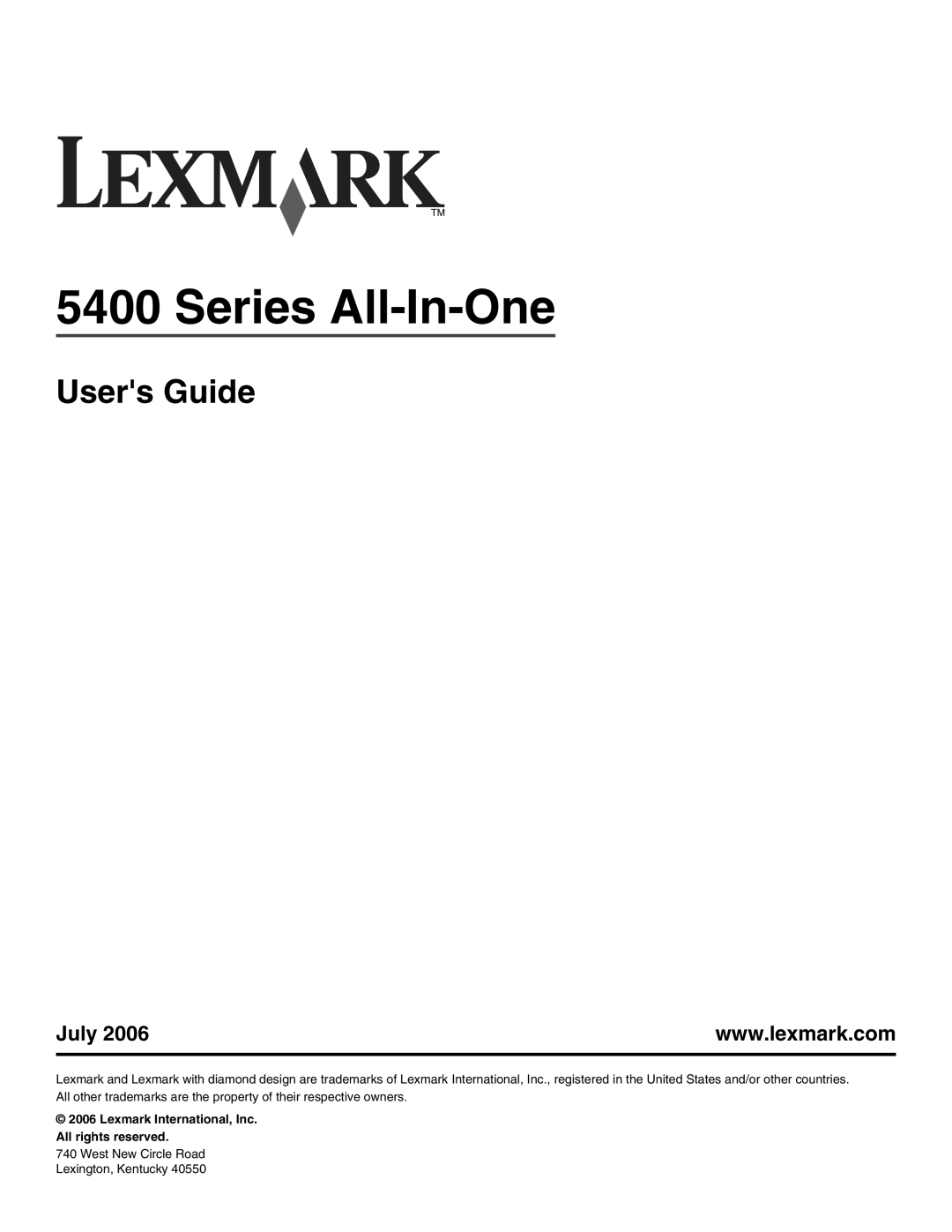 Lexmark 5400 manual Series All-In-One 