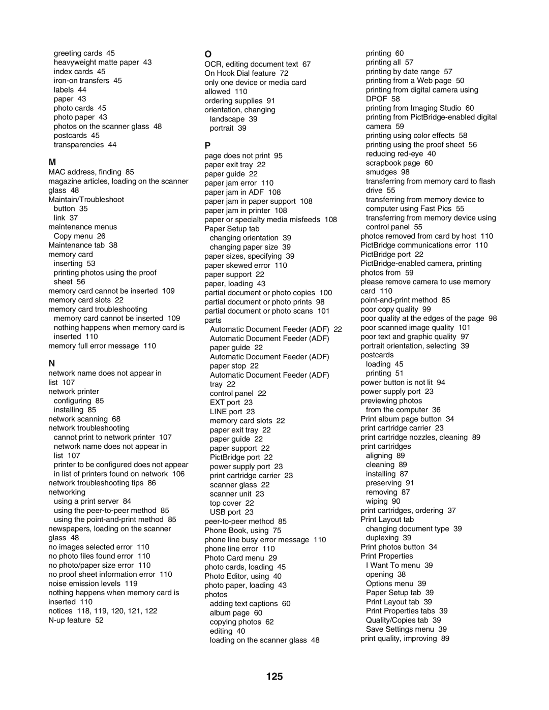 Lexmark 5400 manual 125 