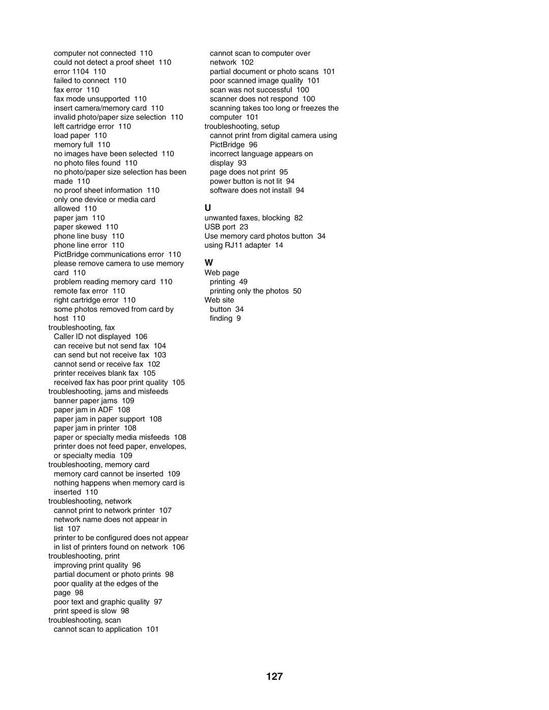 Lexmark 5400 manual 127 