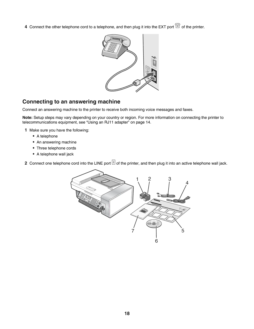 Lexmark 5400 manual Connecting to an answering machine 