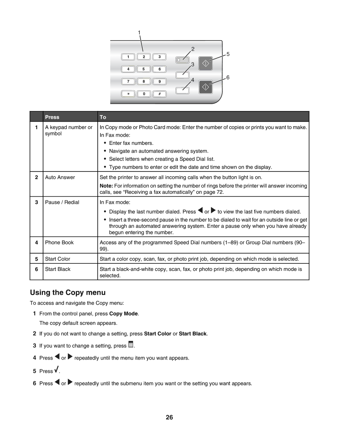 Lexmark 5400 manual Using the Copy menu 