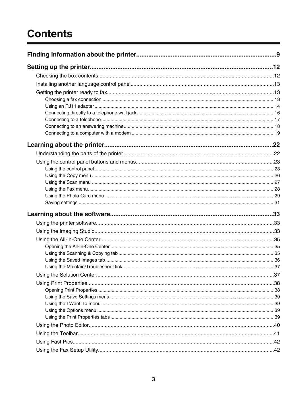 Lexmark 5400 manual Contents 