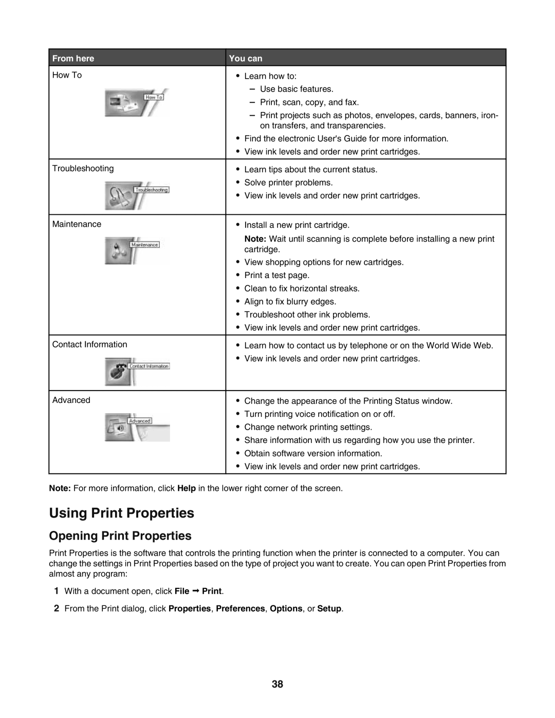 Lexmark 5400 manual Using Print Properties, Opening Print Properties 