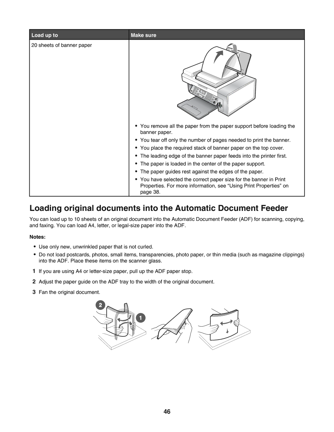 Lexmark 5400 manual Sheets of banner paper 