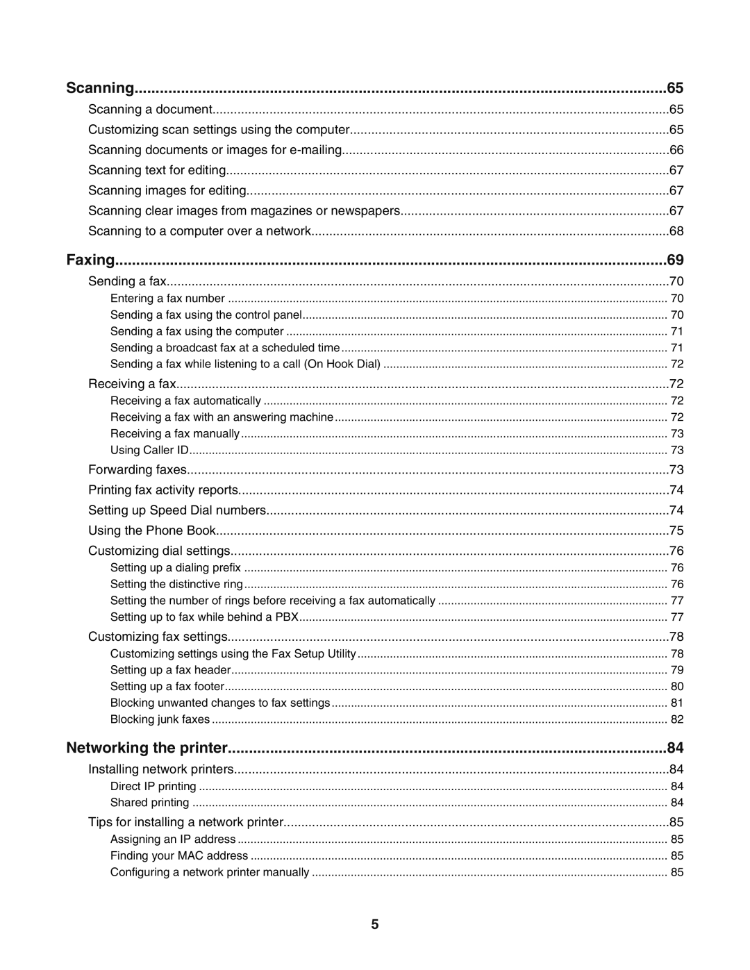 Lexmark 5400 manual Scanning 