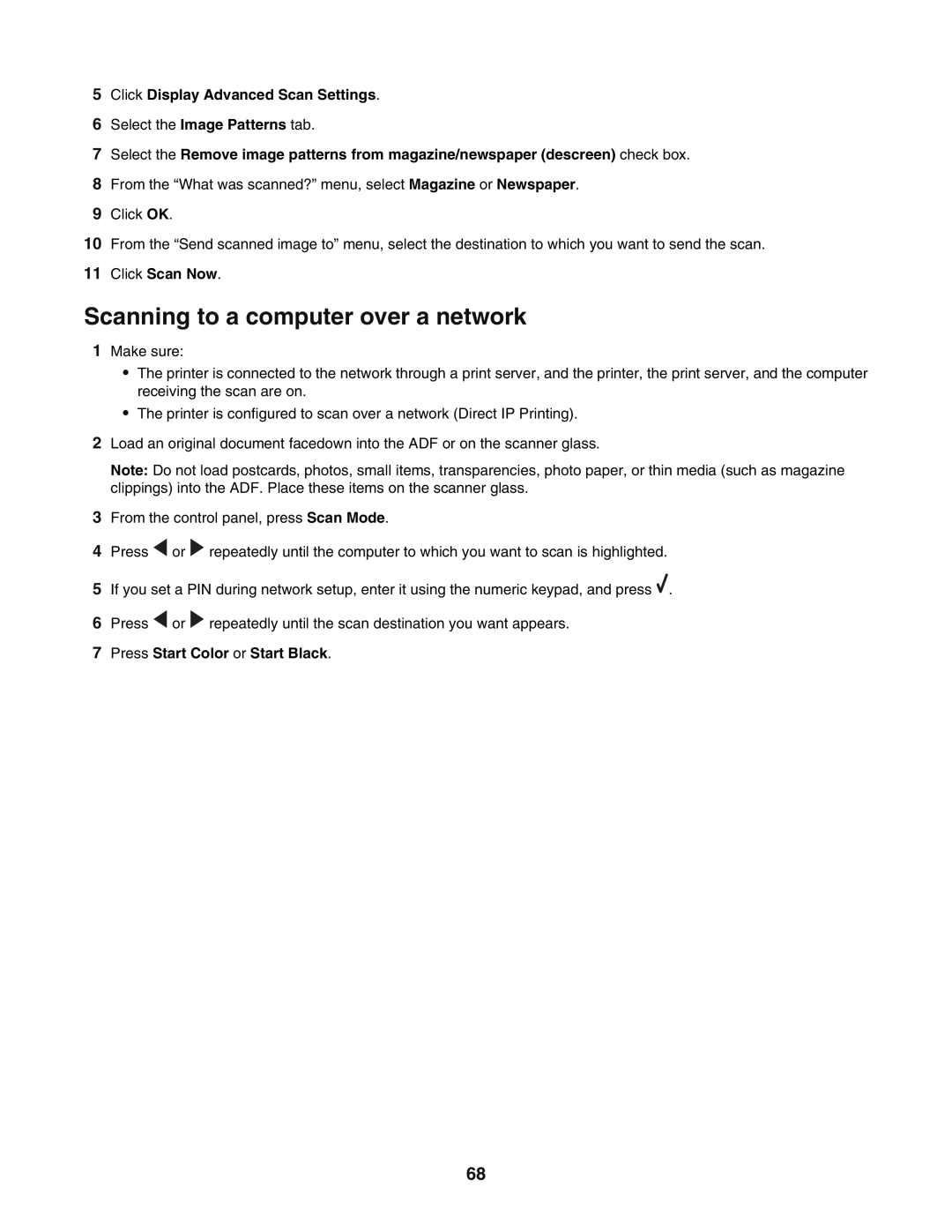 Lexmark 5400 manual Scanning to a computer over a network 